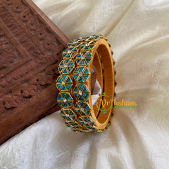Kada Kundan Bangle -Aqua Blue-G6267