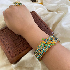 Kada Kundan Bangle -Aqua Blue-G6267