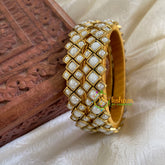Silk Thread Kada Kundan Bangle -White Matt-Dice-G6246