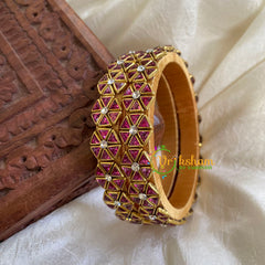 Kada Kundan Bangle -Pink-Star Flower-G6266