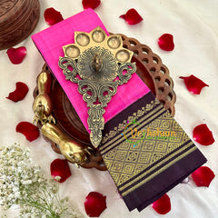Pink with Brown Thiribuvanam Silk Saree -Pure Silk -VS1260