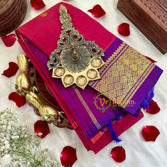 Maroon with Blue Thiribuvanam Silk Saree -Pure Silk -VS1271