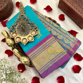 Aqua Blue Thiribuvanam Silk Saree -Pure Silk -VS1270