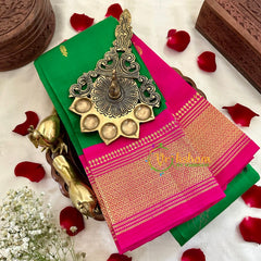 Parrot Green with Pink Thiribuvanam Silk Saree -Pure Silk -VS1261