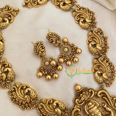 Gold Look Alike Lakshmi Pendant Haram-Mid Length-G8740