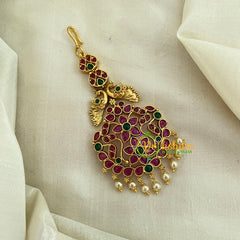 Premium AD Stone Short Maang Tikka -Pearl -G8771