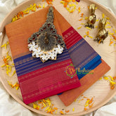 Yellow Ganga Jamuna Border Kanchi Cotton Saree - Handloom -VS1147