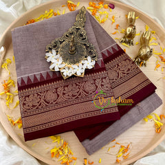 Elephant Grey Kanchi Cotton Saree - Handloom -VS1146