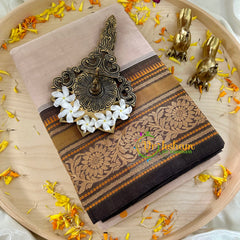 Light Brown Kanchi Cotton Saree - Handloom -VS1143