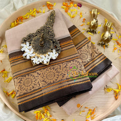 Light Brown Kanchi Cotton Saree - Handloom -VS1143