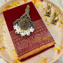 Maroon Red Kanchi Cotton Saree - Handloom -VS1142