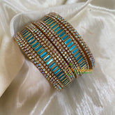 Light Blue Silk Thread Kundan Bridal Bangle-G6206
