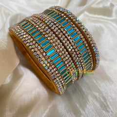 Light Blue Silk Thread Kundan Bridal Bangle-G6206