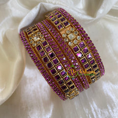 Purple Silk Thread Kundan Bridal Bangle-G6205