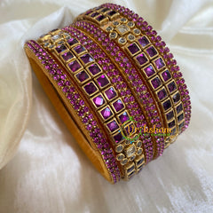 Purple Silk Thread Kundan Bridal Bangle-G6205