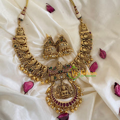 Traditional Lakshmi Pendant peacock Neckpiece-Gold-G5476