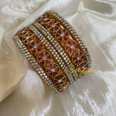 Maroon Red Silk Thread Kundan Bridal Bangle-G6201