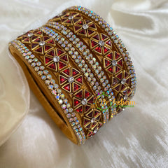 Maroon Red Silk Thread Kundan Bridal Bangle-G6201