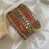 Orangish Red Silk Thread Kundan Bridal Bangle-G6200