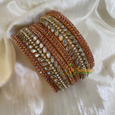 Rose Gold Silk Thread Kundan Bridal Bangle-G6199