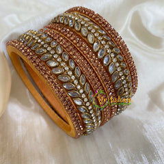 Rose Gold Silk Thread Kundan Bridal Bangle-G6199