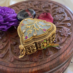 Fancy AD Stone Kumkum Box -Wax White -G7639