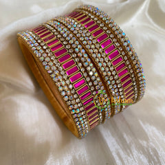 Pink Silk Thread Kundan Bridal Bangle-G6194