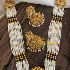 Multi Layered Pearl Bead Lakshmi Pendant Maalai -G9652