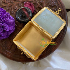 Fancy AD Stone Kumkum Box-Square -Grey-G7645