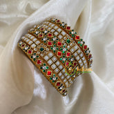 Red Green White Silk Thread Kundan Bridal Bangle-G6230