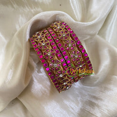 Hot Pink Silk Thread Kundan Bridal Bangle-G6234
