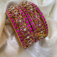 Hot Pink Silk Thread Kundan Bridal Bangle-G6234