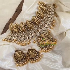 White American Diamond Lakshmi High Neck Choker -G9664