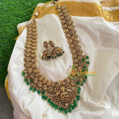 Antique Temple Haram -Lakshmi Haram-Green Beads -G5458