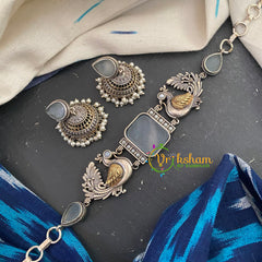 Grey Dual Tone High Neck Choker -S455