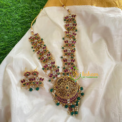 Exquisite Precious AD Stone Short Neckpiece-Green Bead-G5483