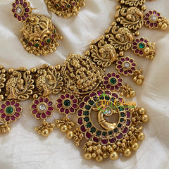 Gold Look Alike Short Neckpiece-Peacock-Gold Bead-G5461