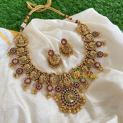 Gold Look Alike Short Neckpiece-Peacock-Gold Bead-G5461
