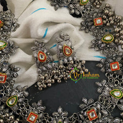 Kundan Silver look Alike Short Neckpiece-S451