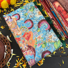 Blue with Green Kalamkari-The Kalinga Narthana-VS291