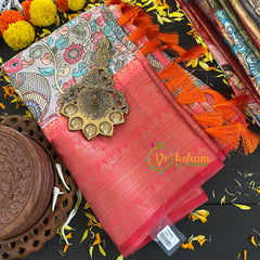 Grey Kalamkari Semi Soft Silk Saree-VS282