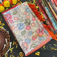 Grey Kalamkari Semi Soft Silk Saree-VS282