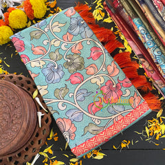 Teal Blue Kalamkari Semi Soft Silk Saree-VS283