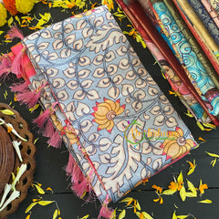 Grey Kalamkari Semi Soft Silk Saree-VS297