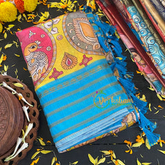 Yellow Kalamkari Semi Soft Silk Saree-VS285