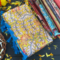 Yellow Kalamkari Semi Soft Silk Saree-VS285