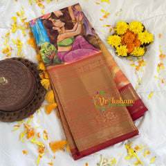 The Devis-Kalamkari Semi Soft Silk Saree-VS295