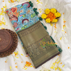 Blue with Green Kalamkari-The Kalinga Narthana-VS291