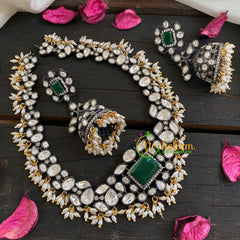 Green Stone Victorian Diamond Choker-VV040