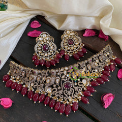 Red Victorian Diamond Choker Neckpiece-VV047
